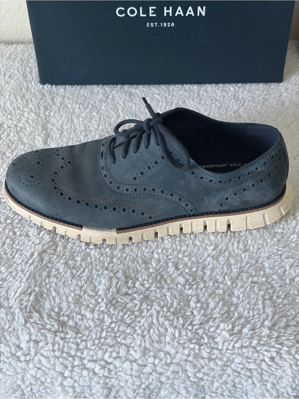 Cole Haan Men’s Navy Blue Nubuck Zerogrand Remastered Wingtip Oxfords Size 9.5M - Picture 8 of 15